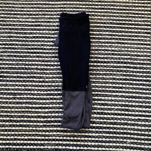 🌿Alo Yoga Womens Gray Black Ribbed Goddess Ruched Leggings READ